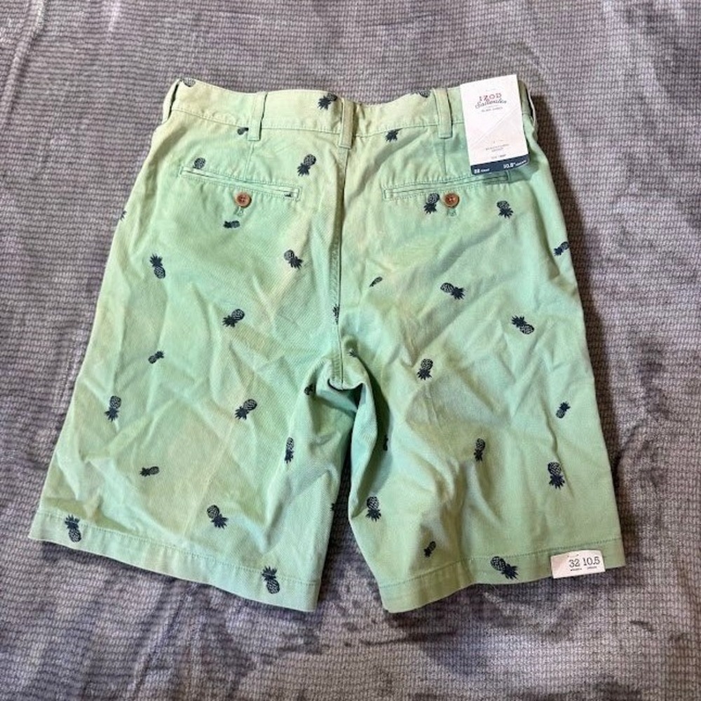 IZOD Saltwater Beachtown Shorts Mens 32X10 Mint Green Pineapple Embroidered. - Picture 4 of 7